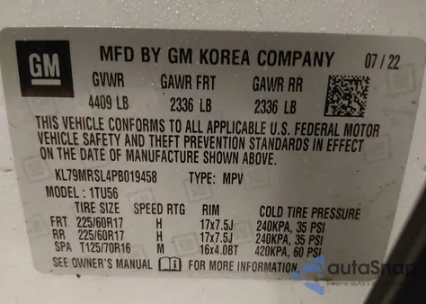 2023 Chevrolet Trailblazer Lt z USA, uszkodzony, nr VIN KL79MRSL4PBO19458